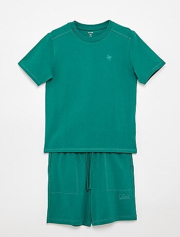 Conjunto de camiseta y pantalón corto de piqué de algodón