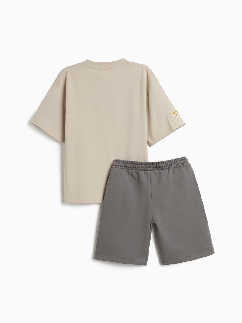 Conjunto de camiseta y pantalón corto, MO Fashion Gris - Kiabi
