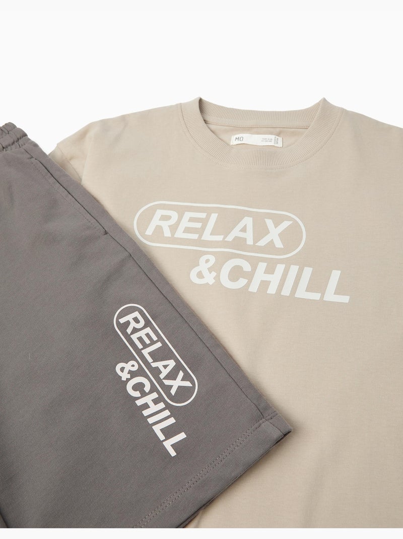 Conjunto de camiseta y pantalón corto, MO Fashion Gris - Kiabi