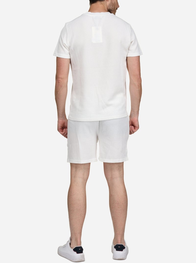 Conjunto de camiseta y pantalones cortos lisos y estampados - Frilivin Blanco - Kiabi