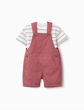 Conjunto de camiseta y peto de algodón