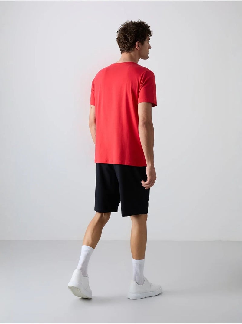 Conjunto de camiseta y shorts de punto jersey de algodón estampado tommy Rojo - Kiabi
