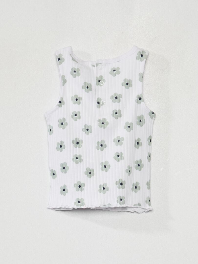 Conjunto de canalé camiseta sin mangas + short BLANCO - Kiabi