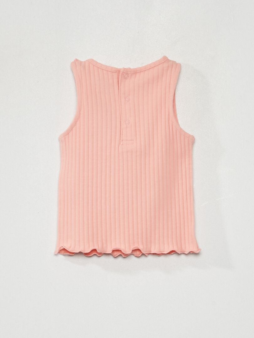 Conjunto de canalé camiseta sin mangas + short burdeos claro - Kiabi