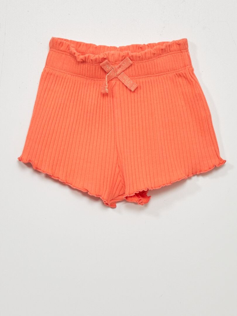Conjunto de canalé camiseta sin mangas + short rojo coral - Kiabi