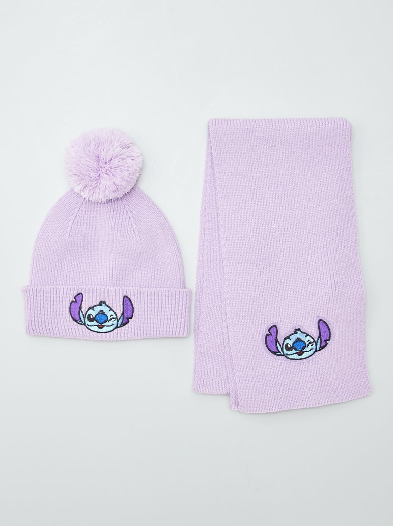 Conjunto de canalé con gorro + bufanda 'Stitch' 'Disney' - 2 piezas PURPURA - Kiabi