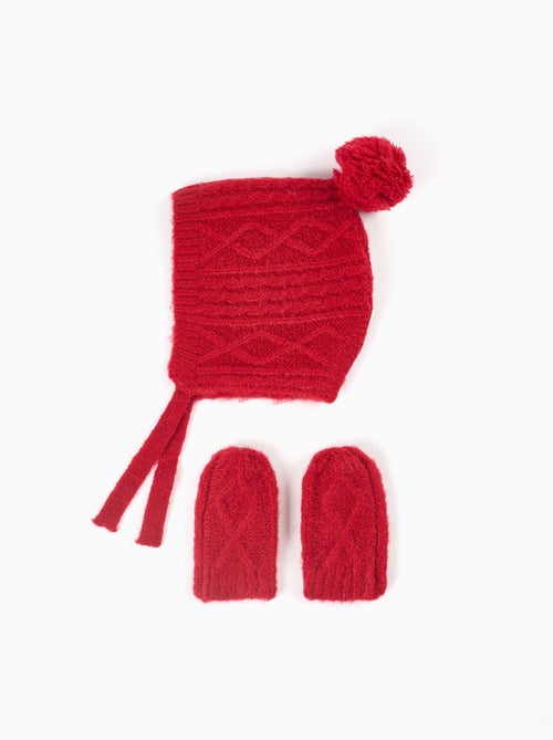 Conjunto de capota y manoplas de punto trenzado - Kiabi