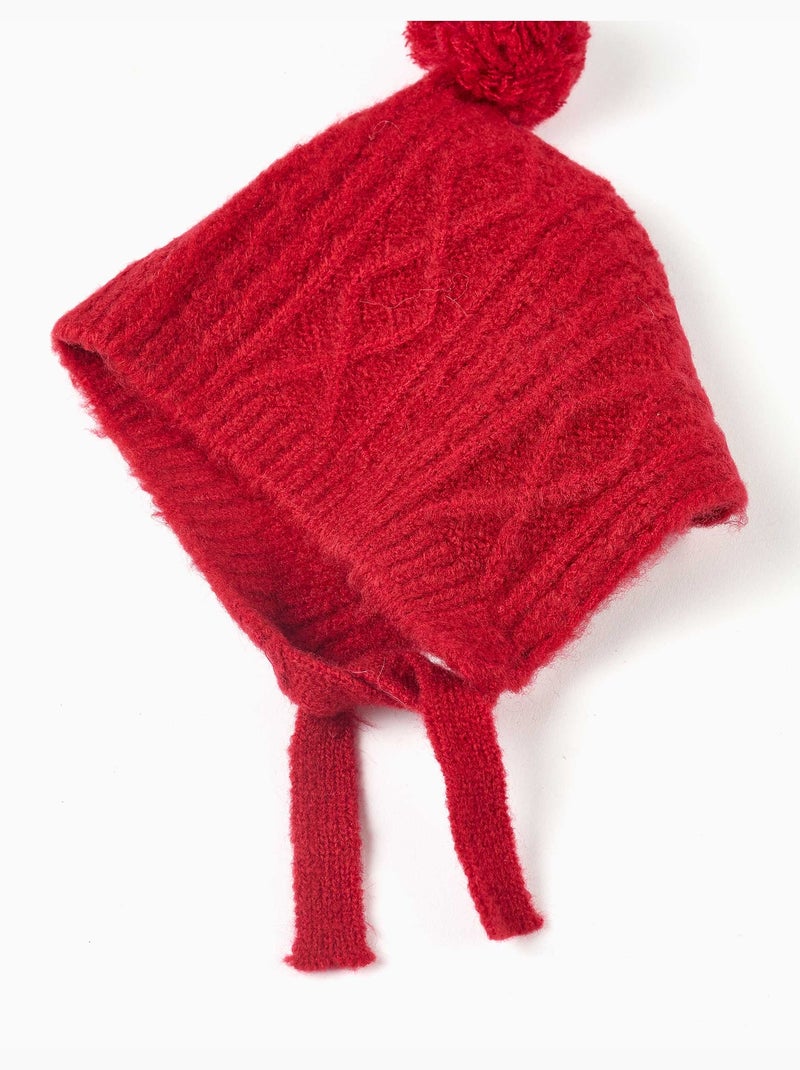 Conjunto de capota y manoplas de punto trenzado Rojo - Kiabi