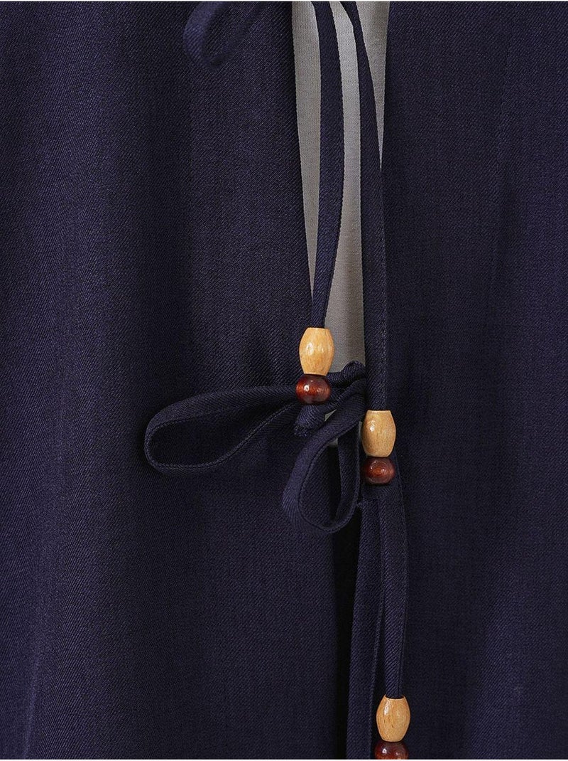 Conjunto de cárdigan con cuello de pico y pantalón de pierna ancha bdart Azul marino - Kiabi