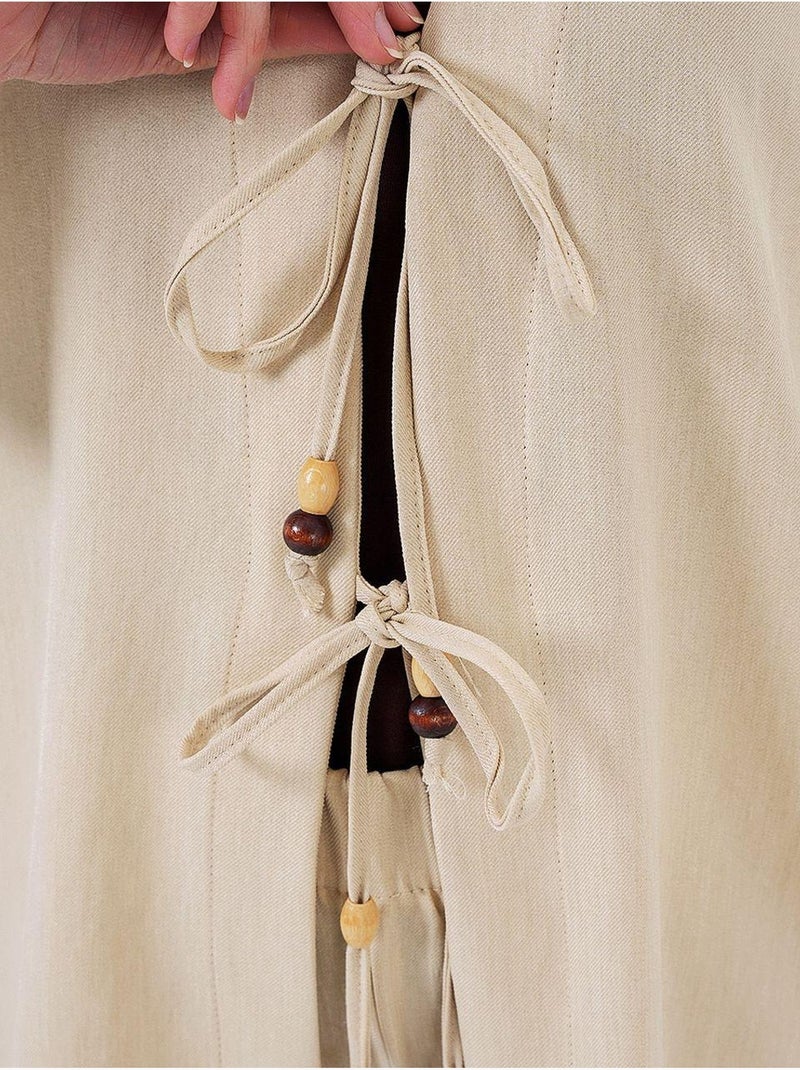 Conjunto de cárdigan con cuello de pico y pantalón de pierna ancha bdart Crema - Kiabi