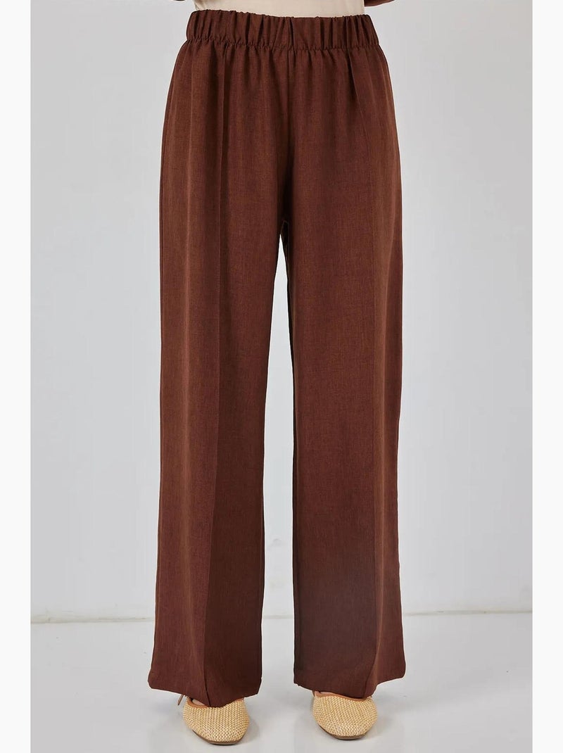 Conjunto de cárdigan con cuello de pico y pantalón de pierna ancha bdart Marrón chocolate - Kiabi