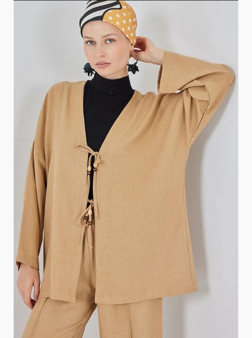 Conjunto de cárdigan con cuello de pico y pantalón de pierna ancha bdart - Kiabi