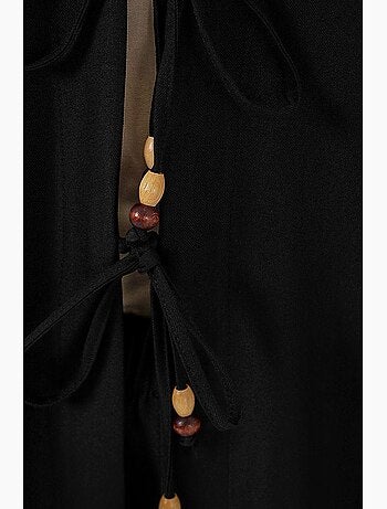 Conjunto de cárdigan con cuello de pico y pantalón de pierna ancha bdart