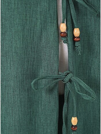 Conjunto de cárdigan con cuello de pico y pantalón de pierna ancha bdart