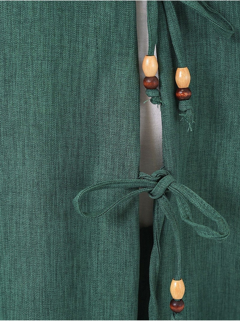 Conjunto de cárdigan con cuello de pico y pantalón de pierna ancha bdart Verde oscuro - Kiabi