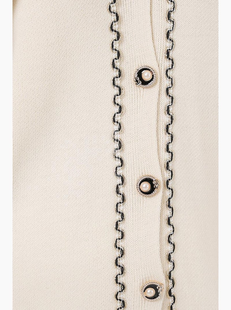 Conjunto de cárdigan con cuello en v acanalado y pantalones de pierna ancha bdart Marfil - Kiabi