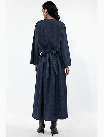 Conjunto de cárdigan y vestido de denim liso hiccup
