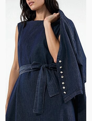 Conjunto de cárdigan y vestido de denim liso hiccup