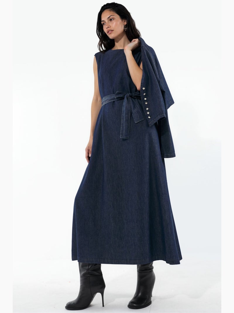 Conjunto de cárdigan y vestido de denim liso hiccup Azul ultramar - Kiabi