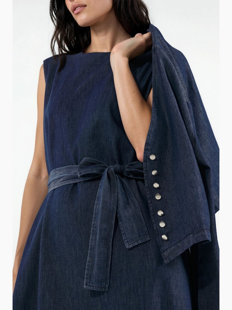 Conjunto de cárdigan y vestido de denim liso hiccup Azul ultramar - Kiabi