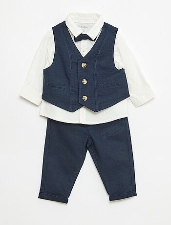 Conjunto de ceremonia de 4 piezas en algodón y lino