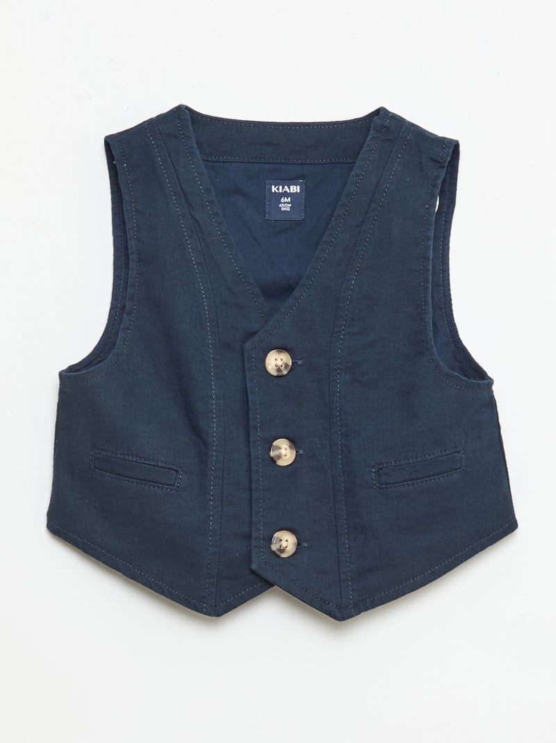 Conjunto de ceremonia de 4 piezas en algodón y lino Azul - Kiabi