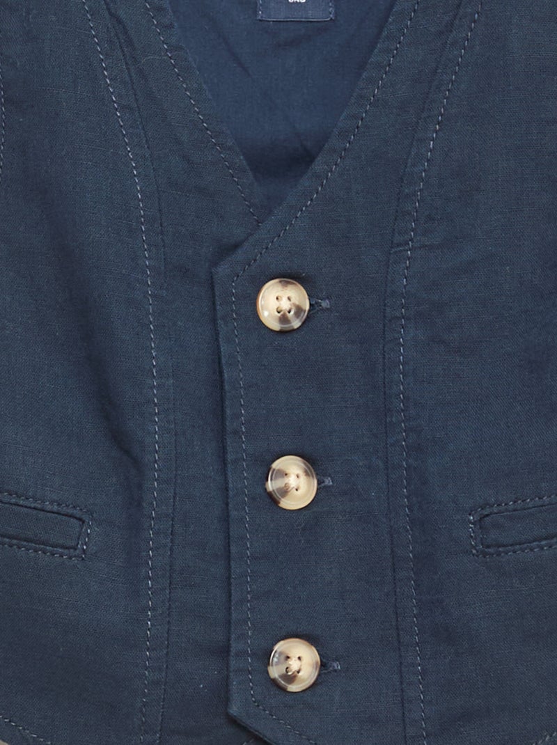 Conjunto de ceremonia de 4 piezas en algodón y lino Azul - Kiabi