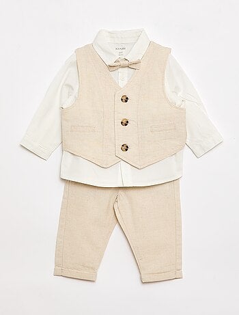 Conjunto de ceremonia de 4 piezas en algodón y lino