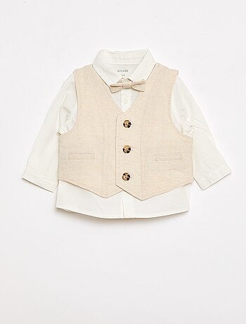 Conjunto de ceremonia de 4 piezas en algodón y lino