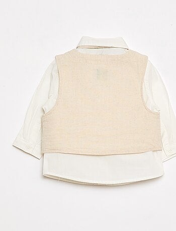 Conjunto de ceremonia de 4 piezas en algodón y lino