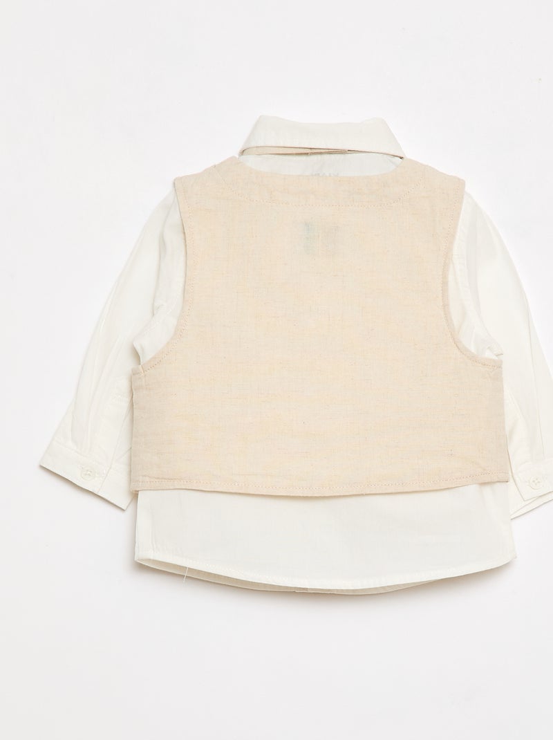 Conjunto de ceremonia de 4 piezas en algodón y lino Beige - Kiabi