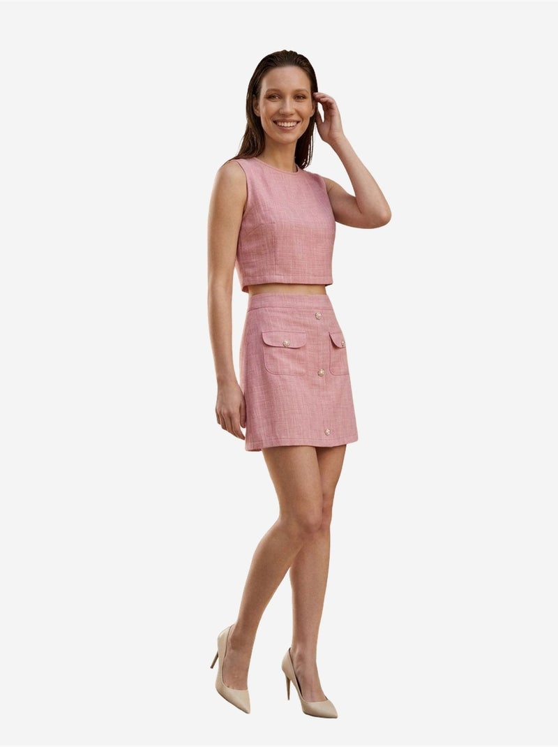 Conjunto de chaleco de algodón y minifalda my fashion Rosa viejo - Kiabi