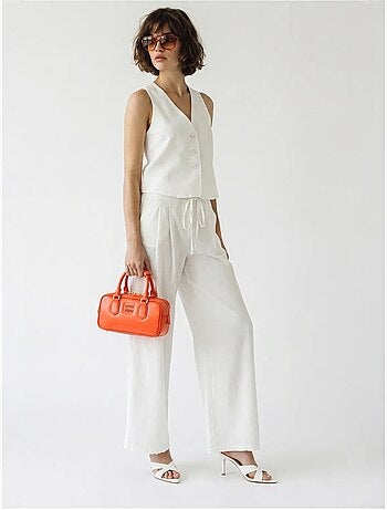 Conjunto de chaleco de algodón y pantalón de pernera ancha lucci