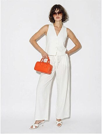 Conjunto de chaleco de algodón y pantalón de pernera ancha lucci
