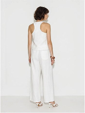 Conjunto de chaleco de algodón y pantalón de pernera ancha lucci