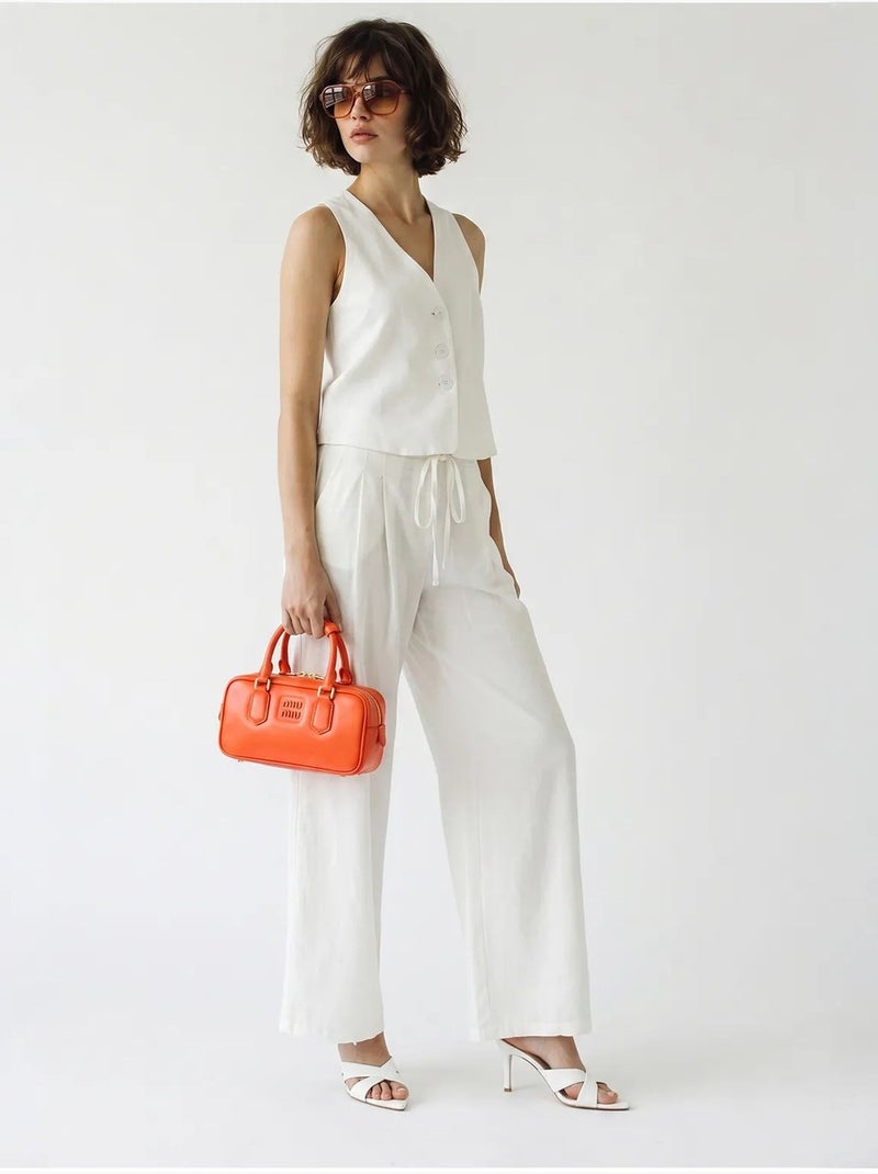 Conjunto de chaleco de algodón y pantalón de pernera ancha lucci Blanco roto - Kiabi
