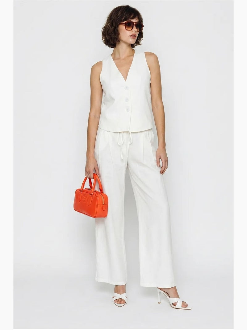 Conjunto de chaleco de algodón y pantalón de pernera ancha lucci Blanco roto - Kiabi