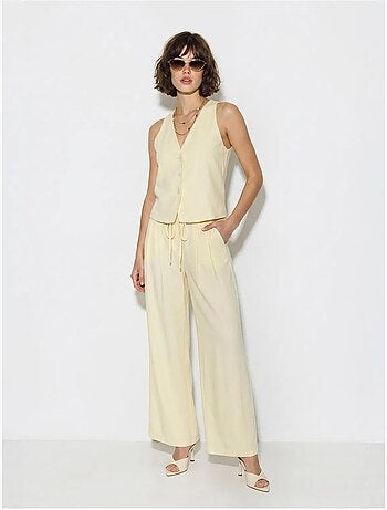 Conjunto de chaleco de algodón y pantalón de pernera ancha lucci