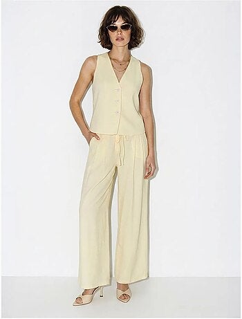 Conjunto de chaleco de algodón y pantalón de pernera ancha lucci