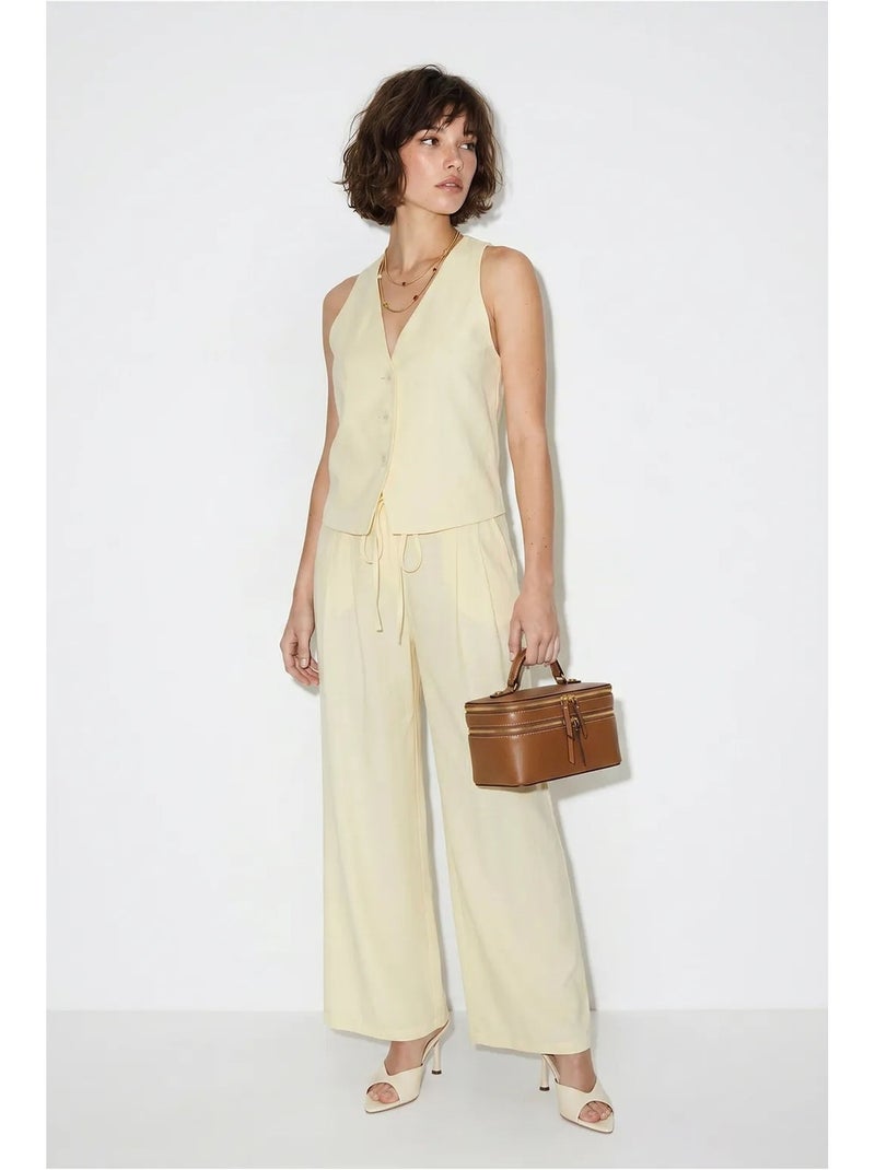 Conjunto de chaleco de algodón y pantalón de pernera ancha lucci Crema - Kiabi