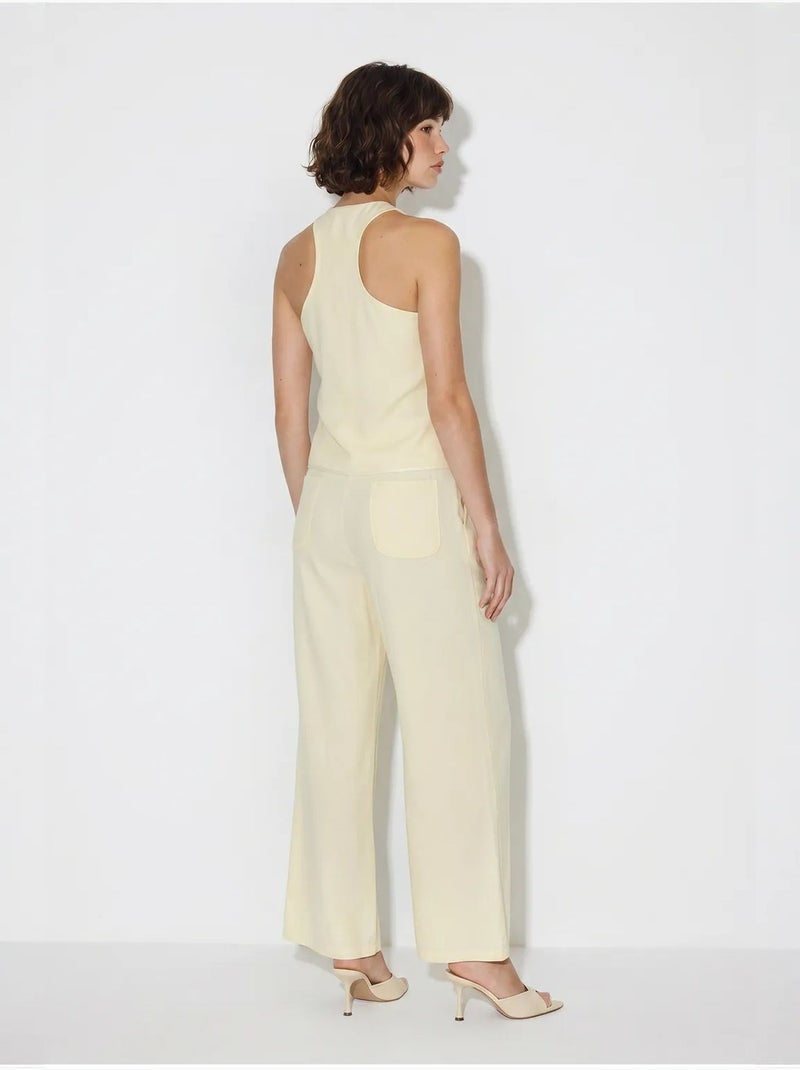 Conjunto de chaleco de algodón y pantalón de pernera ancha lucci Crema - Kiabi