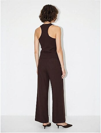 Conjunto de chaleco de algodón y pantalón de pernera ancha lucci