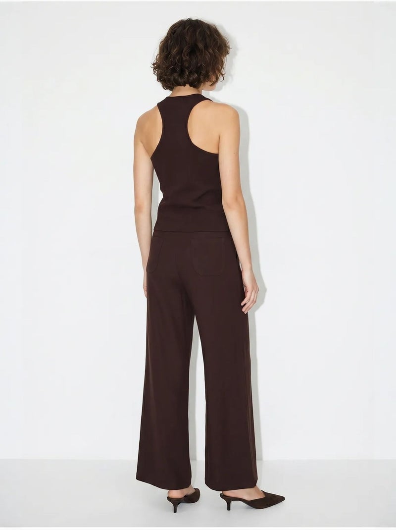 Conjunto de chaleco de algodón y pantalón de pernera ancha lucci Marrón chocolate - Kiabi