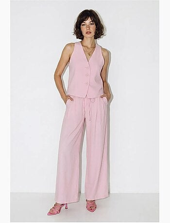 Conjunto de chaleco de algodón y pantalón de pernera ancha lucci