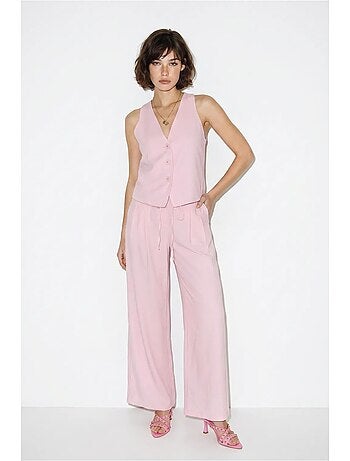 Conjunto de chaleco de algodón y pantalón de pernera ancha lucci