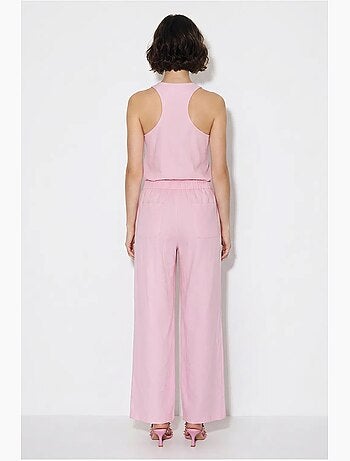 Conjunto de chaleco de algodón y pantalón de pernera ancha lucci