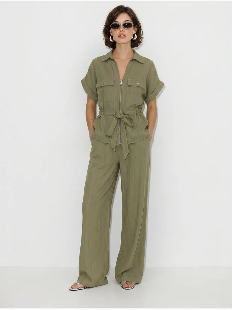 Conjunto de chaleco y pantalón ancho lucci Caqui - Kiabi