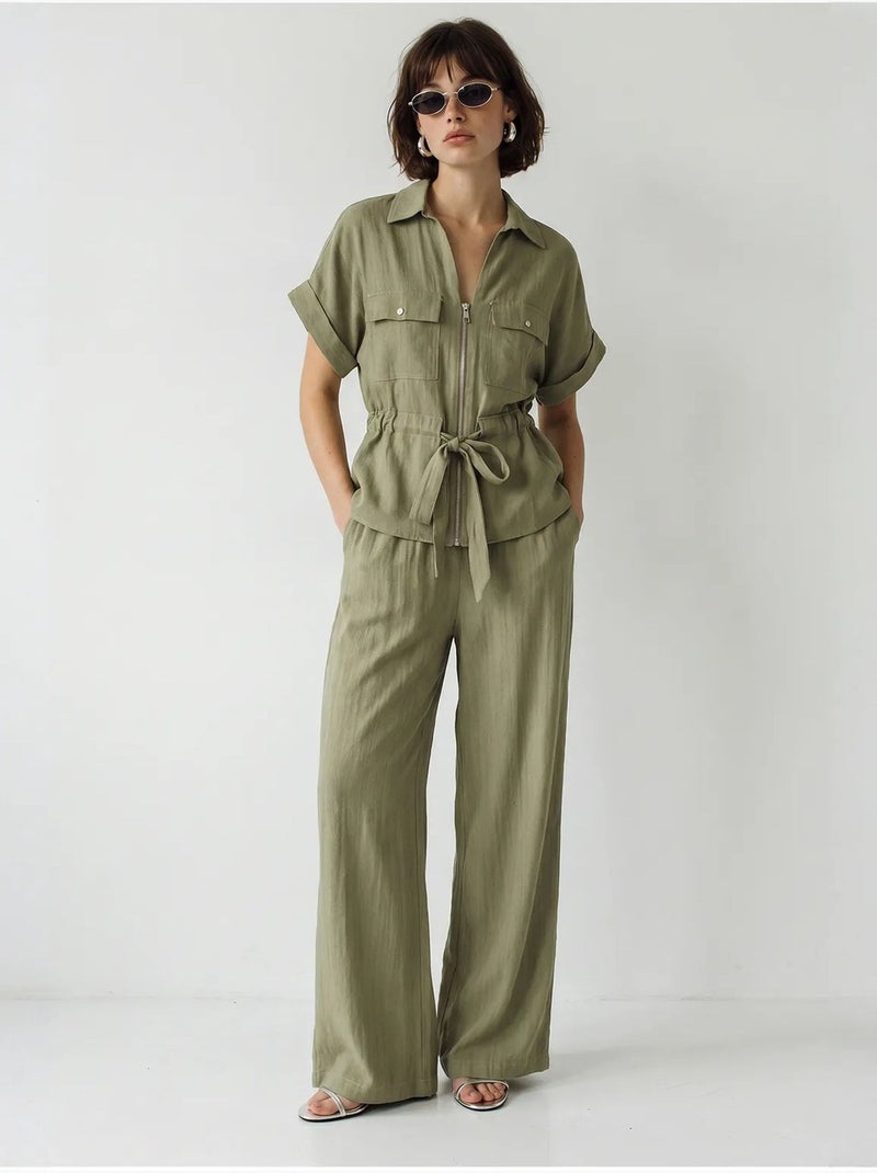Conjunto de chaleco y pantalón ancho lucci Caqui - Kiabi