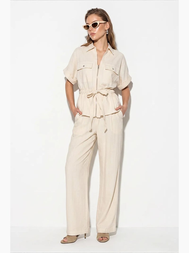 Conjunto de chaleco y pantalón ancho lucci Crema - Kiabi