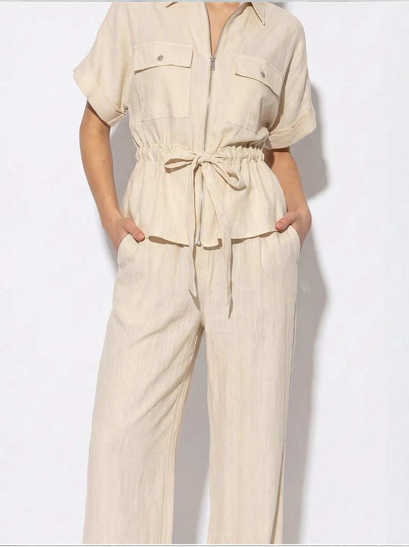 Conjunto de chaleco y pantalón ancho lucci Crema - Kiabi